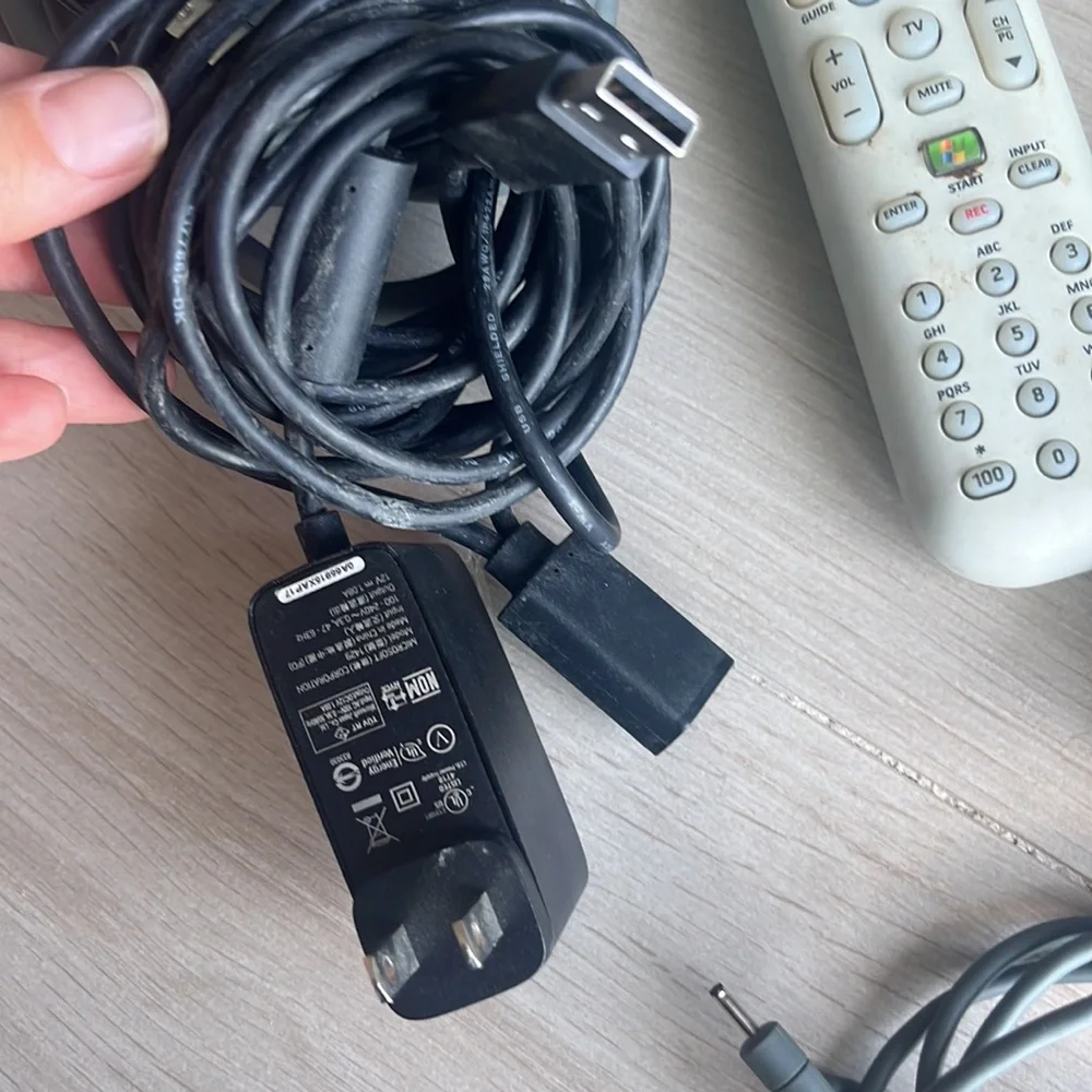 Xbox 360 console and cords with battery and controller